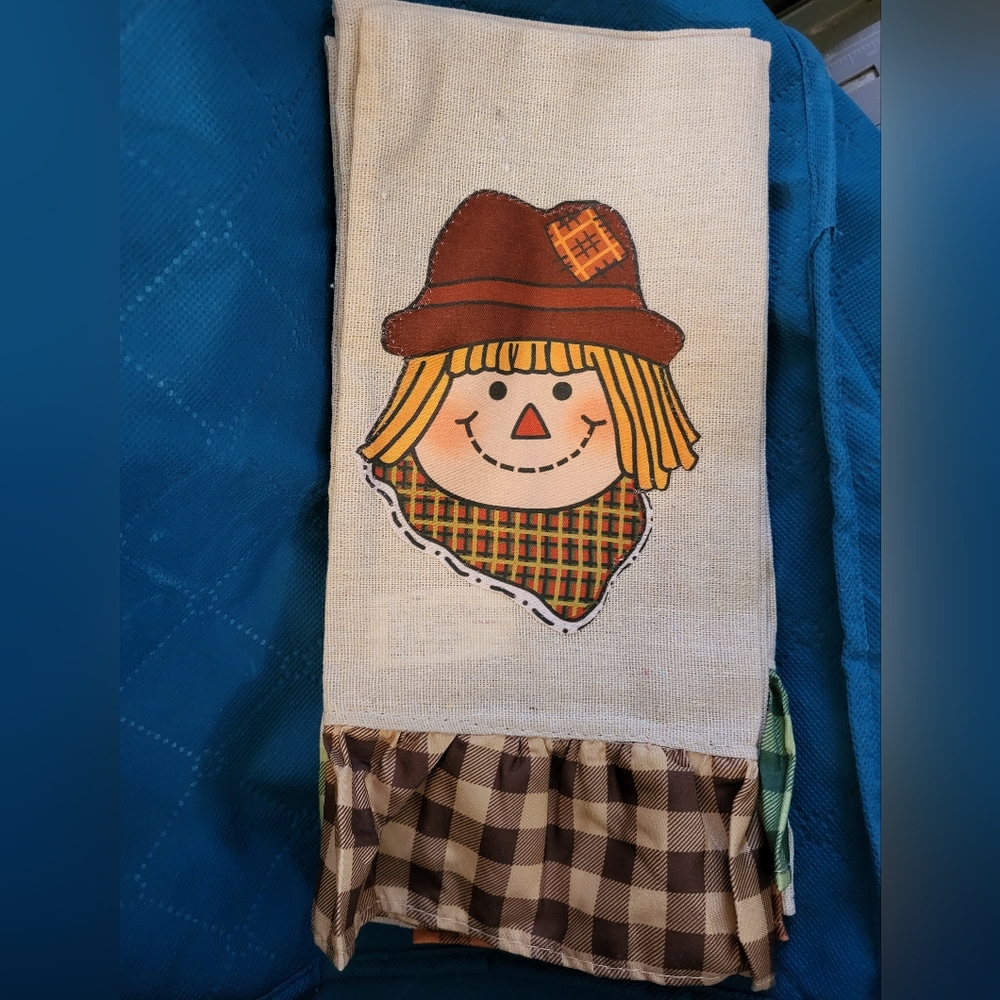 New set of 3 cute Scarecrow tea towels